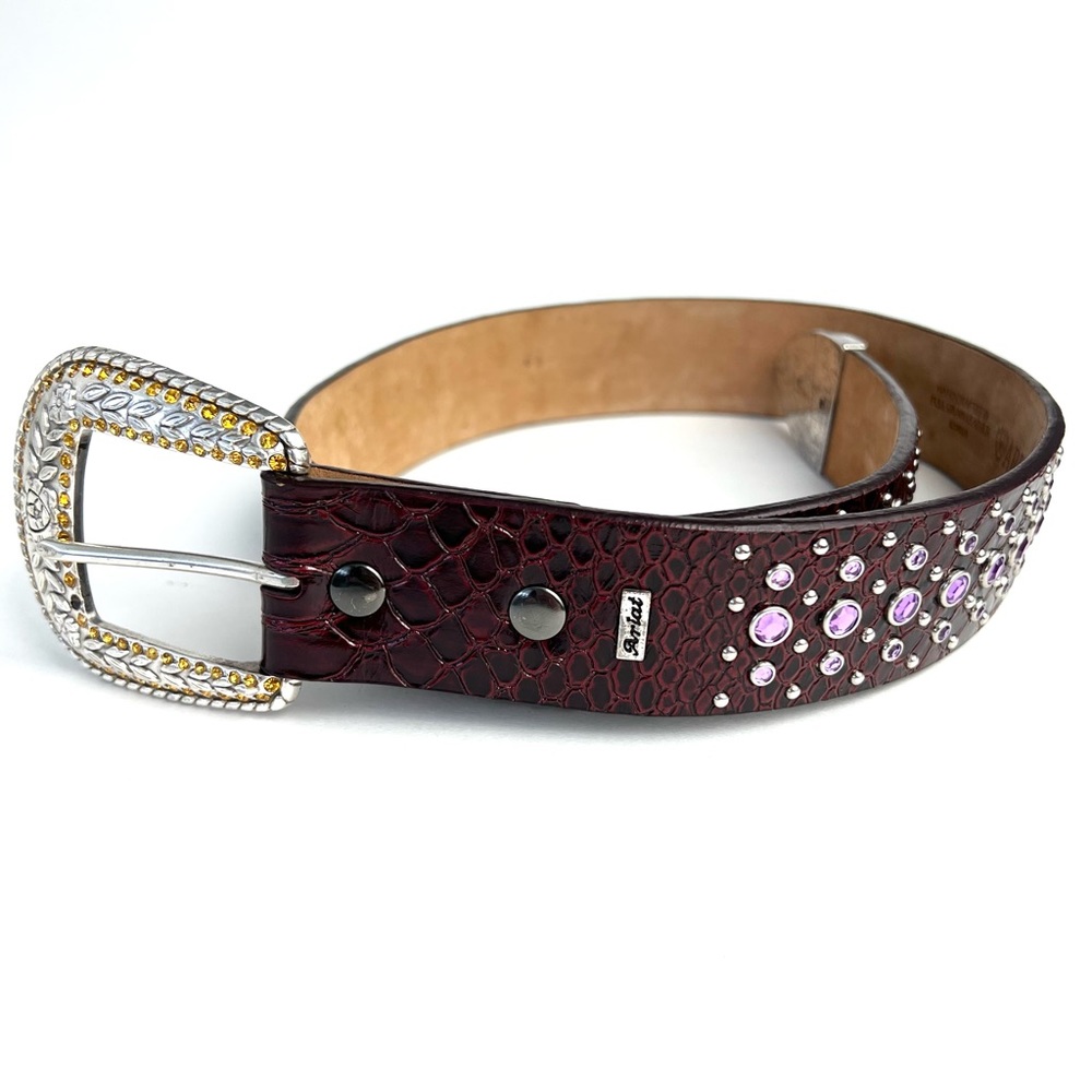 Ariat Lavender Rhinestone Silver Leather Western Belt - 26